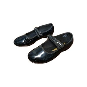 Dance Class Mary Janr Beg Tap Shoes, Size One, Black With Gold Specks